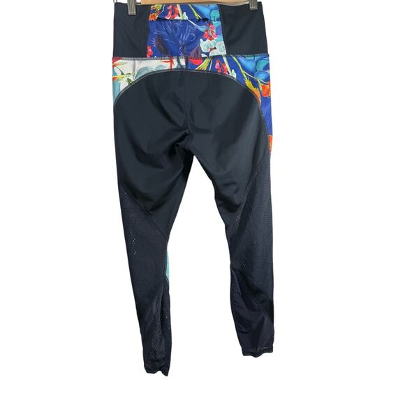 Athleta Tropical Precision Womens S Leggings Navy Floral Sheer Mesh Workout - Picture 3 of 11
